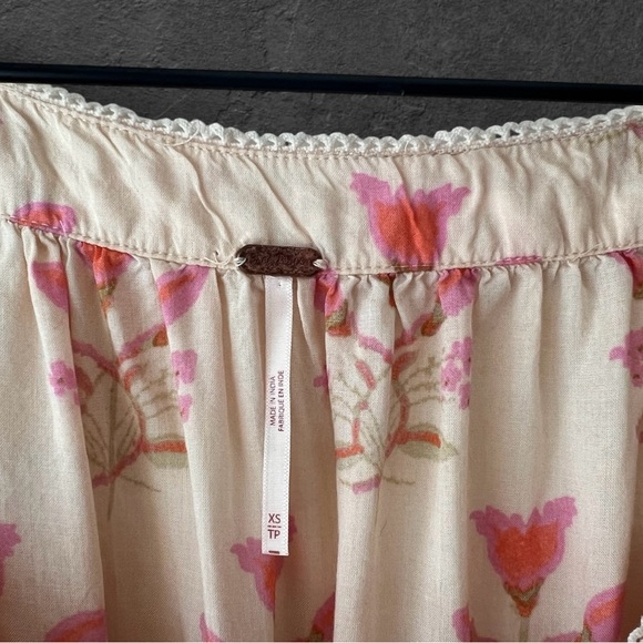 Free People Easy to Love Ivory Puff Sleeve Floral Crop Top Size XS - Picture 8 of 16